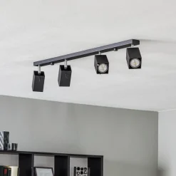 Loftspot Square, sort, 4 lyskilder lineært