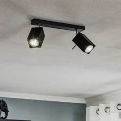 Loftspot Square, sort, 2 lyskilder