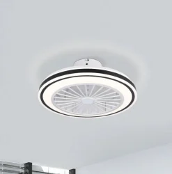 Loftventilator Almeria LED CCT, hvid/sort