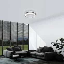 Loftventilator Almeria LED CCT, hvid/sort