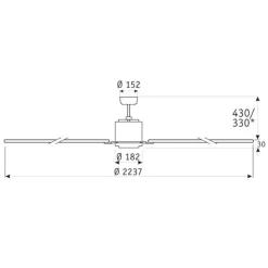 Loftventilator Big Smooth Eco 220 cm, hvid