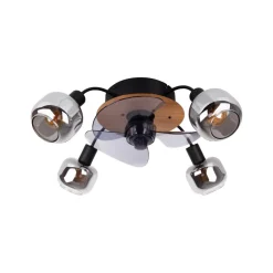 Loftventilator Fumoso, 4 E14 røgglaslys