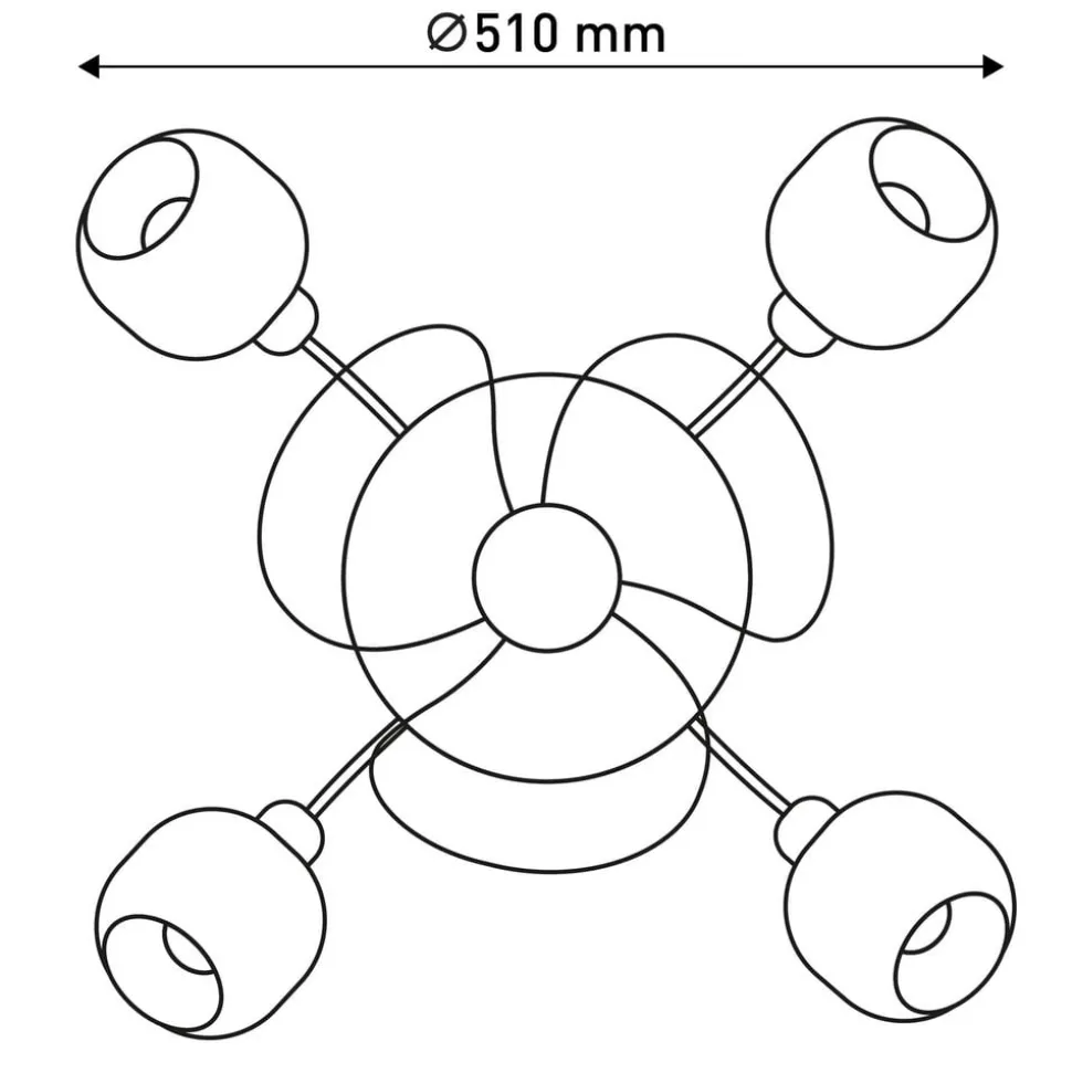 Loftventilator Fumoso, 4 E14 røgglaslys