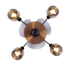 Loftventilator Fumoso, 4 E14 røgglaslys