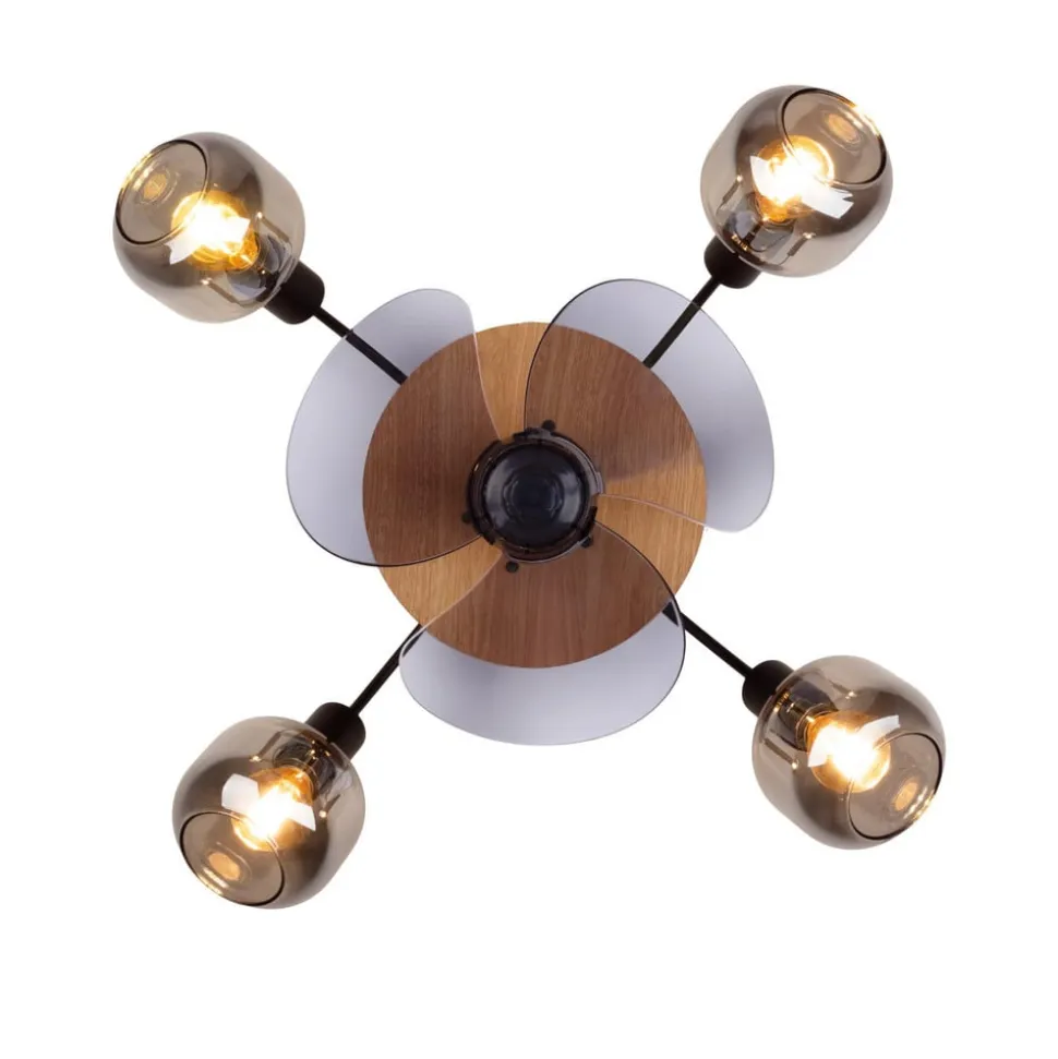 Loftventilator Fumoso, 4 E14 røgglaslys