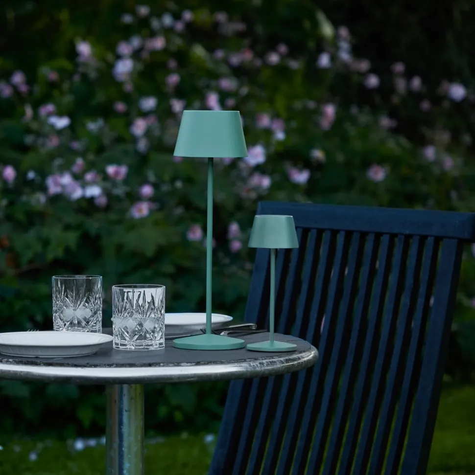 LOOM DESIGN LED genopladelig bordlampe Modi Micro, IP65 grøn-grå