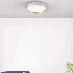 LOOM DESIGN LED-loftlampe Lucia, hvid/guldfarvet Ø 35 cm