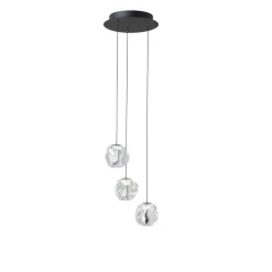 LOOM DESIGN LED-pendellampe Ice Ball 3, klar, akryl