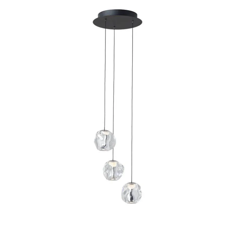 LOOM DESIGN LED-pendellampe Ice Ball 3, klar, akryl