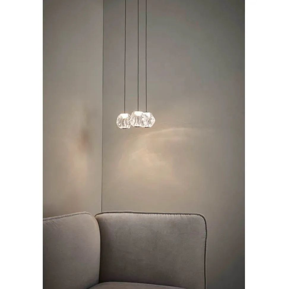 LOOM DESIGN LED-pendellampe Ice Ball 3, klar, akryl