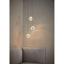 LOOM DESIGN LED-pendellampe Ice Ball 3, klar, akryl