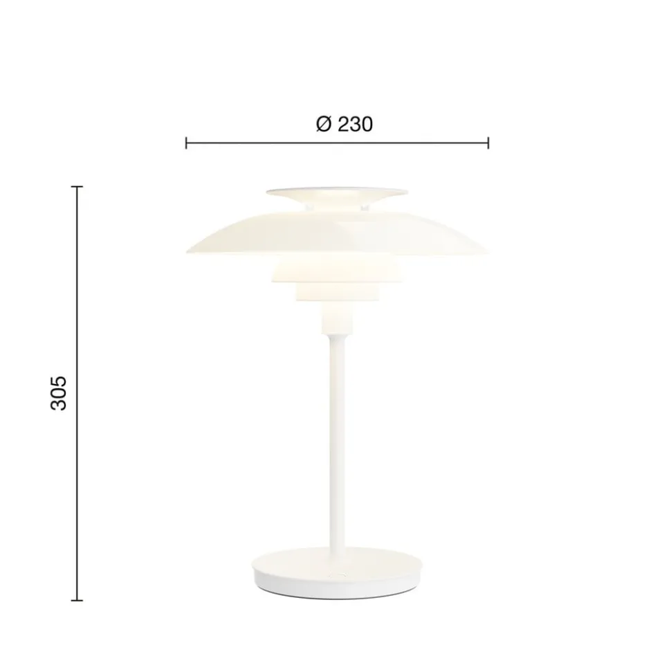 Louis Poulsen LED-bordlampe PH 80, opal hvid, IP44