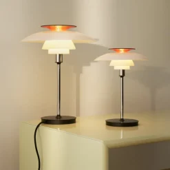 Louis Poulsen LED-bordlampe PH 80, hvid/rød/krom IP44