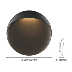 Louis Poulsen LED-væglampe Flindt, sort 3.000 K Ø 30 cm