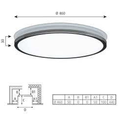 Louis Poulsen Munkegaard, Ø 46 cm krom/satineret