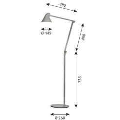 Louis Poulsen NJP LED-gulvlampe, 2.700 K, lysegrå