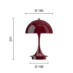 Louis Poulsen Panthella PORTABLE 160 V3, uigennemsigtig burgunderrød