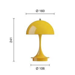 Louis Poulsen Panthella PORTABLE 160 V3, uigennemsigtig gul