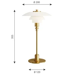 Louis Poulsen PH 2/1 bordlampe, messing-hvid