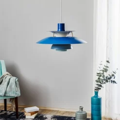 Louis Poulsen PH 5, designer pendellampe, blå