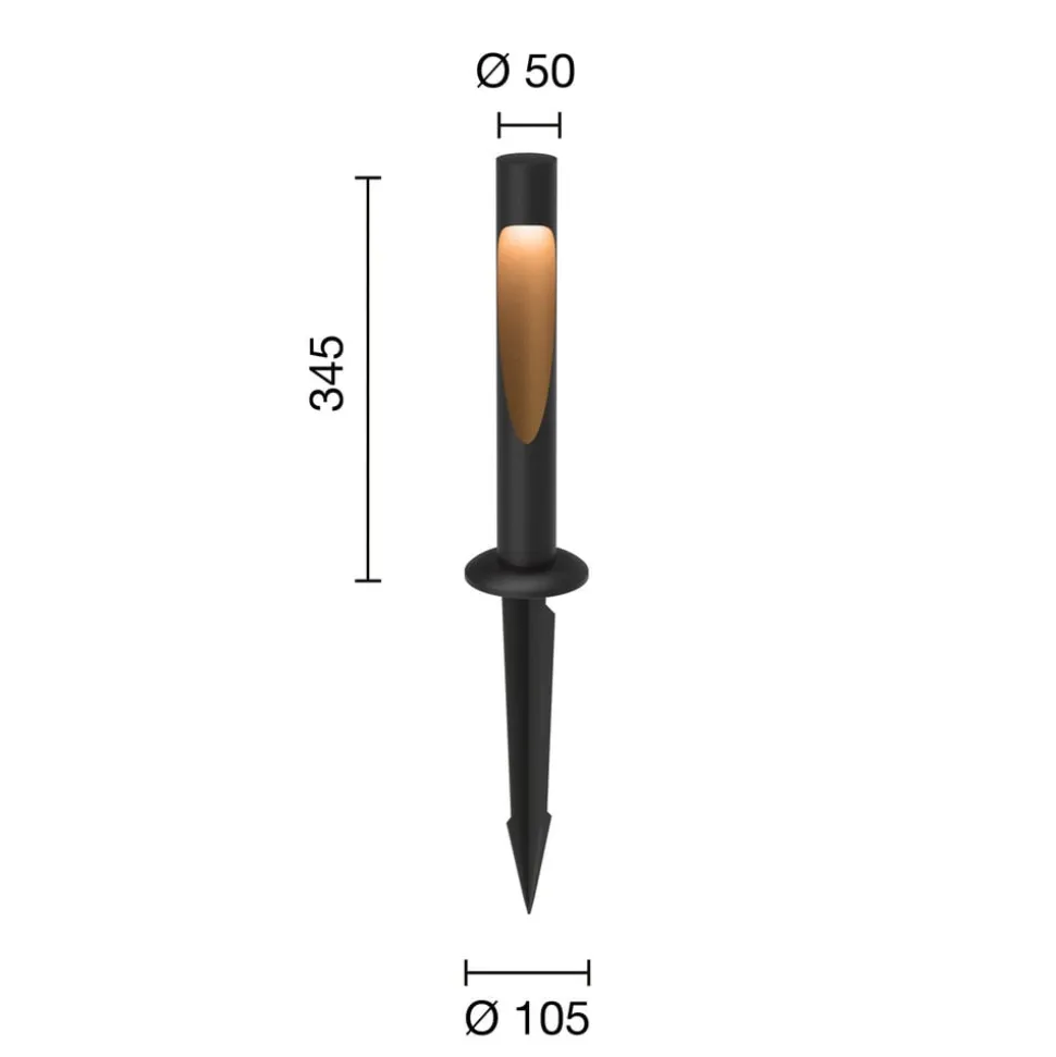 Louis Poulsen sokkellampe Flindt, 830, sort, jordstik 24V