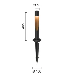 Louis Poulsen sokkellampe Flindt, 840, sort, jordstik 24V