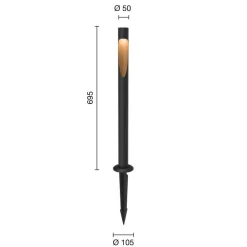 Louis Poulsen Vejlampe 827 70cm sort jordlampe 24V