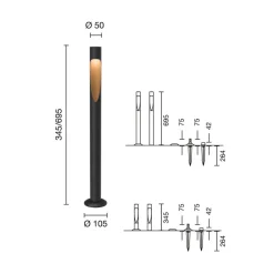 Louis Poulsen vejlampe Flindt, 940 sort 70 cm fod 24 V