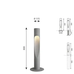 Louis Poulsen Vejlampe, 3.000K Ra80 aluminium 80cm dæmpbar base