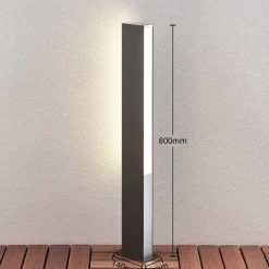 Lucande Aegisa LED-vejlampe, 80 cm, antracit, metal, IP54