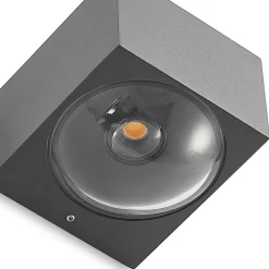 Lucande Almos udendørs LED-væglampe, kantet, 2 lk.