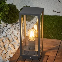 Lucande Annalea sokkellampe, 35 cm, antracit, IP54