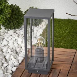 Lucande Annalea sokkellampe, 35 cm, antracit, IP54