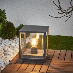 Lucande Annalea sokkellampe, 55 cm, antracit, IP54