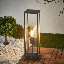 Lucande Annalea sokkellampe, 50 cm, antracit, IP54