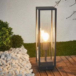 Lucande Annalea sokkellampe, 50 cm, antracit, IP54