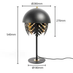 Lucande Aparas bordlampe bladlook, sort-guld