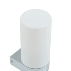 Lucande Basolo væglampe til badeværelset, krom, højde 17,2 cm, glas