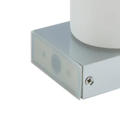 Lucande Basolo væglampe til badeværelset, krom, højde 17,2 cm, glas