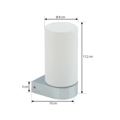 Lucande Basolo væglampe til badeværelset, krom, højde 17,2 cm, glas