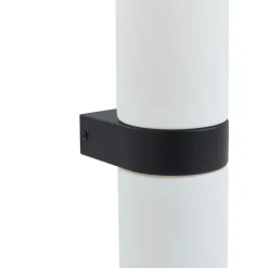 Lucande Basolo væglampe til badeværelset, sort, højde 31,5 cm, glas