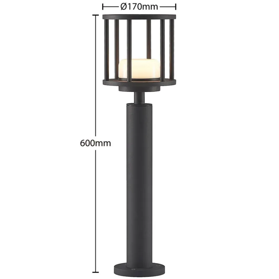 Lucande Berenike 60 cm vejlampe, mørkegrå, metal, GX53