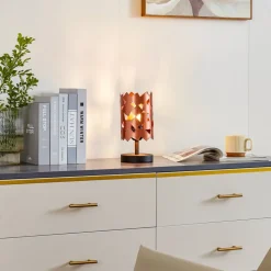 Lucande bordlampe Aeloria, kobber, jern, Ø 12 cm, E27