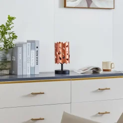 Lucande bordlampe Aeloria, kobber, jern, Ø 12 cm, E27