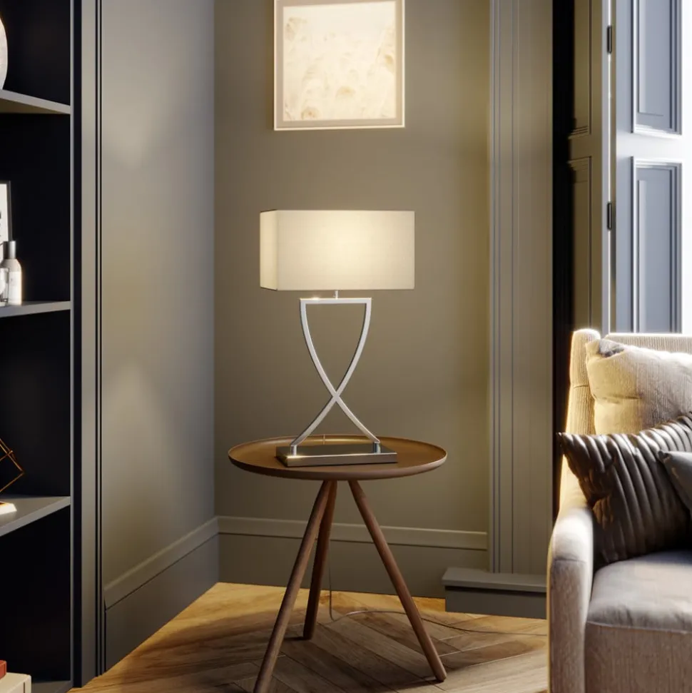 Lucande bordlampe Evaine, krom/hvid, metal, 66 cm, E27