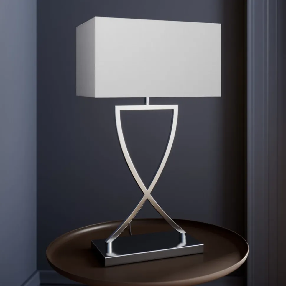 Lucande bordlampe Evaine, krom/hvid, metal, 66 cm, E27