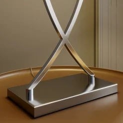 Lucande bordlampe Evaine, krom/hvid, metal, 66 cm, E27