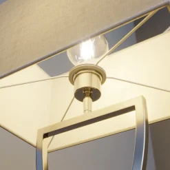 Lucande bordlampe Evaine, krom/hvid, metal, 66 cm, E27