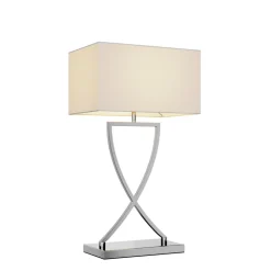 Lucande bordlampe Evaine, krom/hvid, metal, 66 cm, E27