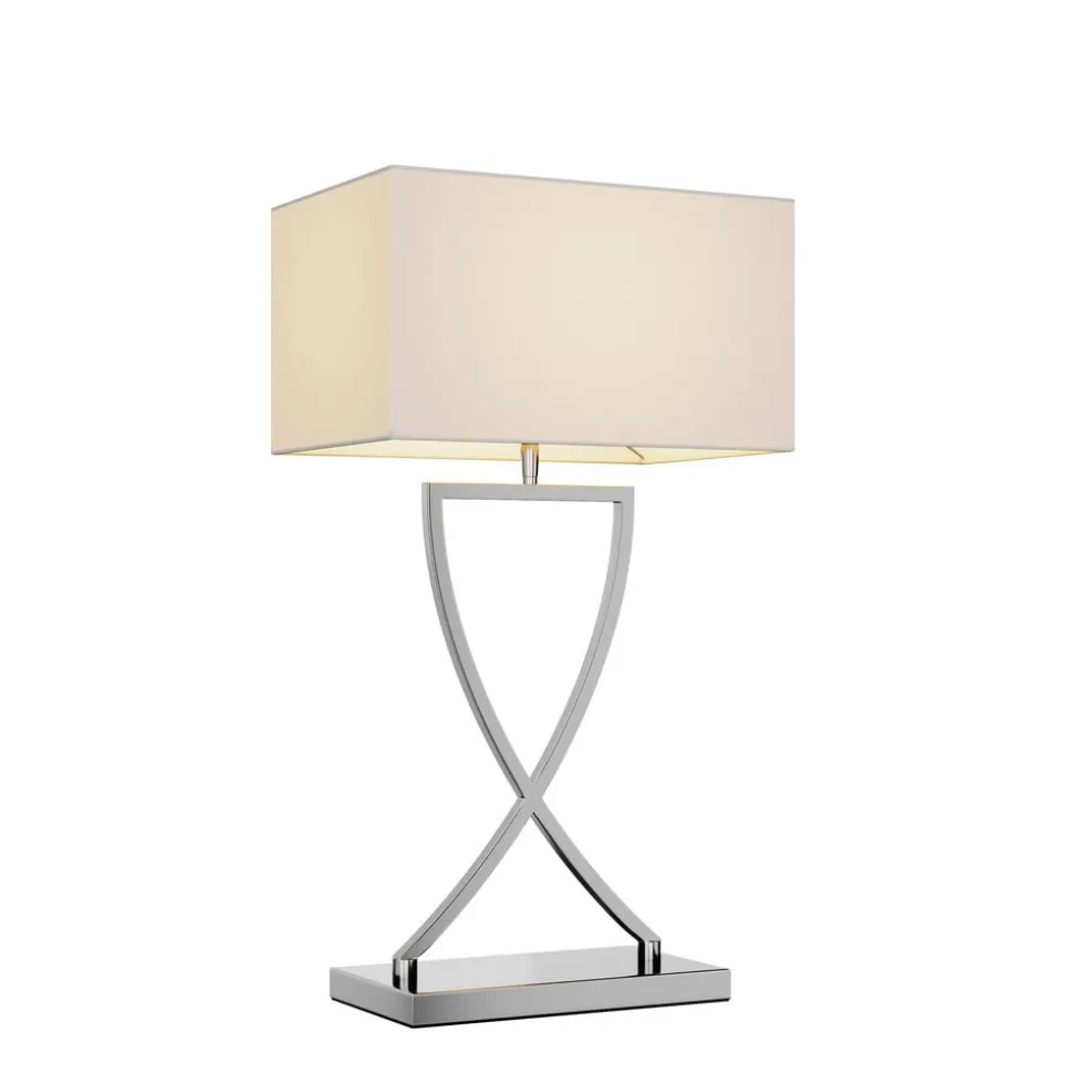 Lucande bordlampe Evaine, krom/hvid, metal, 66 cm, E27